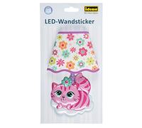 Idena Mantiburi 31258 Sticker mural LED en forme de chat avec capteur de lumière Env. 21 x 13 cm