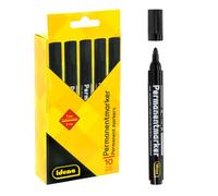 Idena Marqueurs permanents, lot de 10 pièces, couleur noire | Pointe ronde avec une épaisseur de trait de 1 à 3 mm, indélébile, séchage rapide, pour le carton et le plastique, 11566
