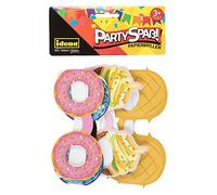 Idena Party Fun 40444 Lot de 4 verres en papier Motif donut, ananas, boule disco et gaufre, 13 cm de large, 12,5 cm de long