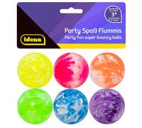 Idena- Partyspaß Flummis, 6 pièces, Vif, Caoutchouc Rigide Solide, diamètre Environ 3 cm, 40434, Bleu, Jaune, Vert, Violet, Orange, Rose