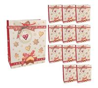 Idena Sacs cadeaux biscuits de Noël, 12 pièces, 26 x 32 x 12 cm, sacs en papier, sacs cadeaux, sacs de Noël