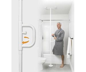 Identités, Barre d'Appui Curve Sol-Plafond, Fixation Sans Mur, Démontable, Acier Robuste Anti-Corrosion, Poids max Supporté de 135 kg, Adaptabilité À Tous les Plafonds, Pivotante, Blocage Tous les 45°