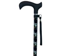 Identités, Canne de Marche, Design Fixe, Robuste en Aluminium, Légère, Poignée Confort, Hauteur Réglable, Résistante Jusqu'À 110 kg, Motif Flora