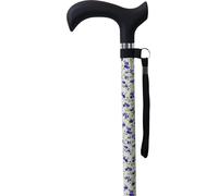 Identités, Canne de Marche, Fixe, Robuste en Aluminium, Légère, Poignée Confort, Hauteur Réglable, Résistante Jusqu'À 110 kg, Motif Bleuet