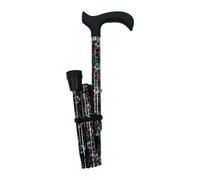 Identités, Canne de Marche, Pliante, Robuste en Aluminium, Légère, Poignée Confort, Poids Max 110 kg, Hauteur Réglable, Compacte, Motif Flora