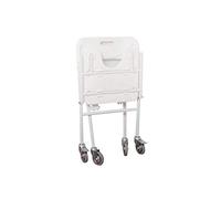 Identités, Chaise de Douche Tobago à roulettes, Assise Anatomique Confortable, Découpe pour Hygiène Intime, Compacte, Facile à Plier, roulettes à Freins, Poids Max Supporté de 110 kg, Légère