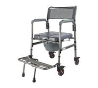 Identités, Fauteuil de toilettes Sardaigne, Améliore l'Autonomie Aux WC, Pliable, Réglable, Pot Amovible, Poids Max 130 kg, Modèle À Roulettes, Gris