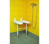 Identités, Siège de douche relevable Açores, Securise la Douche, Idéal Personnes Agées, Découpe Anatomique, Poids Max 130 kg, Fixation Murale Robuste, Hauteur Réglable, Compact, Repliable