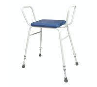 Identités, Tabouret Haut Capitonné, Coloris Bleu, Assise Confortable, Assise inclinée, Aider À Se Relever Facilement, Poids Max 160kg, pour La Douche, pour La Vie Quotidienne