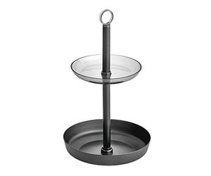 iDesign 28157EU Austin étagère Salle de Bain, Rangement cosmétiques à Deux étages en Plastique et métal, Noir Mat, Acier, 15,2 cm de diamètre x 25,6 cm