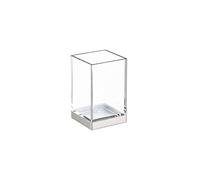 iDesign 41180Eu Clarity Porte-Savon Abs Clair/Brossé 6,35 X 6,35 X 10,16 cm, Transparent/Argenté Mat