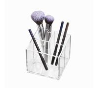 iDesign 95309EU Makeup Organizer, Pot 3 Compartiments Collection Exclusive Sarah Tanno, Rangement Maquillage en Plastique pour pinceaux et Crayons, Transparent 10,4 x 10,4 x 10,7 cm