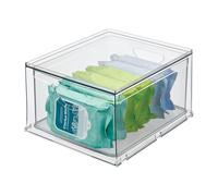 iDesign Bac de rangement en plastique recyclé avec tiroir - 26,5 x 22,4 x 14,6 cm, transparent