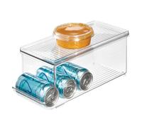 iDesign bac rangement frigo à couvercle, petite boîte conservation alimentaire en plastique pour neuf canettes, boîte alimentaire pour conserves, transparent