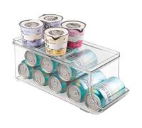 iDesign bac rangement frigo à couvercle, petite boîte conservation alimentaire en plastique pour neuf canettes, boîte alimentaire pour conserves, transparent