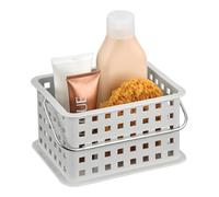 iDesign Basic corbeille rangement, petit panier salle de bain en plastique pour accessoires de douche et soins, gris clair