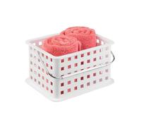 iDesign Basic corbeille rangement, petit panier salle de bain en plastique pour accessoires de douche et soins, blanc