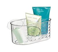 iDesign Basic panier de douche, valet de douche en plastique sans perçage avec ventouses, transparent, Claire, Moyen
