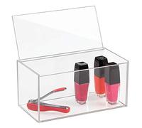 iDesign Boîte 39650 avec couvercle, salle de bain de taille moyenne en plastique sans BPA, rangement de maquillage empilable pour fards à paupières, rouges à lèvres, tampons de coton et plus encore, transparente, 20,3 x 10,2 x 10,2 cm