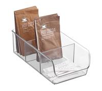 iDesign boîte de rangement à 3 compartiments, bac plastique moyen pour le placard ou le tiroir, bac alimentaire empilable sans couvercle, transparent, 14 x 27,9 x 8,9 cm
