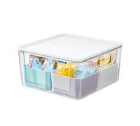 iDesign Boite de Rangement avec 4 Compartiments, Boite frigo de la Série Rosanna Pansino, Boite Plastique recy vec Ouverture Frontale et Couvercle, Multicolore et Blanc