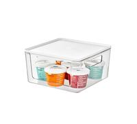 iDesign Boite de Rangement, Boite frigo de la Série Rosanna Pansino, Boite de Rangement Plastique recyclé avec Ouverture Frontale et Couvercle, Transparent et Blanc
