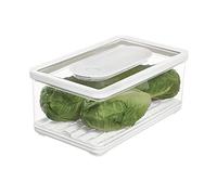 iDesign boîte frigo avec Couvercle, Grand Organisateur frigo pour Fruits et légumes, Boite hermétique en Plastique avec Valve d'air pour Plus de fraîcheur, Transparent/Blanc/Vert