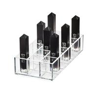 iDesign boîte gloss et rouge à lèvres, makeup organizer pour 18 rouges à lèvres de la collection exclusive Sarah Tanno, rangement salle de bain en plastique pour gloss, Plastique, Transparent, 20,2 x 10 x 5 cm