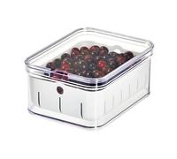 iDesign casier rangement pour fruits et baies, bac alimentaire en plastique sans BPA, bac rangement pour la cuisine avec égouttoir, transparent