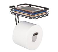iDesign Classico Porte-Papier Toilette, Rangement Papier WC Mural Compact en métal, dérouleur de Papier avec Place pour lingettes, Couleur Bronze