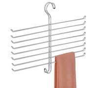 iDesign Classico Support Foulard Sans Froisser Avec 8 Barres, Rangement Suspendu en Métal pour Écharpes, Foulards, Ceintures, etc., Argenté