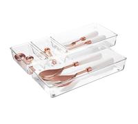 iDesign Ensemble de 4 organiseurs de tiroir de cuisine en plastique recy ollection Linus - Transparent