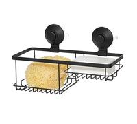 iDesign Everett Corbeille perçage, Douche en métal à 2 Compartiments avec Technologie Push-Lock, Panier de Salle de Bain avec Crochets pour rasoirs, Noir Mat, 28, 2 cm x 12, 5 cm x 16, 6 cm
