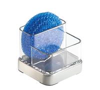 iDesign Forma rangement évier - petit porte-éponge en plastique et métal - transparent et argenté