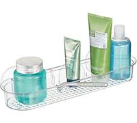iDesign iDesign Basic etagere de Douche Sans Percer, Long Panier de Douche Ventouse en Plastique, Transparent