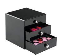 iDesign iDesign Drawers Organisateur Maquillage, Boite de Rangement en Plastique pour Cosmétiques, Maquillage, etc., Boite Tiroir à 3 Tiroirs, Noir