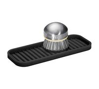 iDesign InterDesign Plateau d'évier de Cuisine en Silicone pour éponges, brosses à récurer, Savon, Support de cuillère de cuisinière, Noir, 22,9 x 8,9 x 1,2 cm