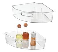 iDesign Lazy Susan Lot de 2 bacs de rangement d'angle avec poignée - Lot de 2 - Transparent