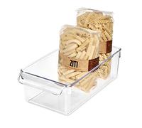 iDesign Linus bac alimentaire, organisateur de cuisine de taille moyenne en plastique avec poignées, transparent