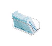 iDesign Linus boîte de rangement pour sachets de sucre, petite boîte à sucre en plastique avec ouverture latérale pour table à manger, transparent