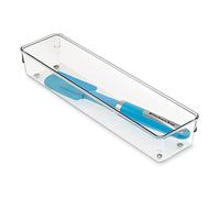 iDesign Linus Boite Stockage pour Tiroir, Moyen Bac Plastique pour Couverts et Autres Accessoires, Transparent