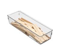 iDesign Linus Boite Stockage pour Tiroir, Petit Bac Plastique pour Couverts et Autres Accessoires, Transparent