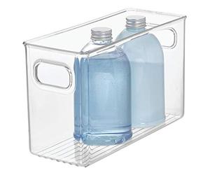 iDesign Linus boite stockage, rangement tiroir de taille moyenne en plastique avec poignées, transparent
