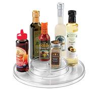 iDesign Linus Plateau Tournant, Moyenne Étagère Tournante en Plastique à 2 Étages pour Armoire, Transparent