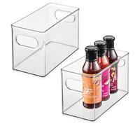 iDesign Lot de 2 bacs de rangement empilables étroits pour armoire ou réfrigérateur Transparent Fabriqué aux États-Unis
