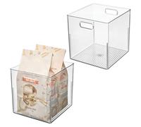 iDesign Lot de 2 bacs de rangement pour garde-manger, petits cubes de rangement pour armoire ou réfrigérateur, transparent, fabriqué aux États-Unis