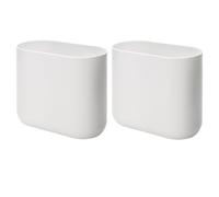 iDesign Lot de 2 petites poubelles ovales en plastique pour salle de bain, chambre ou bureau Blanc