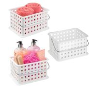 iDesign Lot de 3 paniers de douche portables en plastique avec poignée Blanc