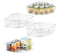 iDesign Lot de 4 bacs de rangement avec poignée, pour plateau tournant et meuble d'angle, transparent