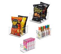 iDesign Lot de 4 bacs de rangement en plastique recyclé à 50% pour l'organisation du garde-manger et des placards, Fabriqués aux États-Unis - Lot de 4 bacs en 2 tailles, Transparent